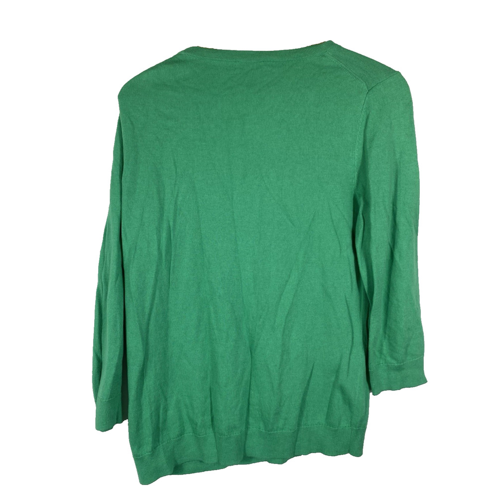 Talbots Sweater Large Fish Pattern Soft Knit Gree… - image 7